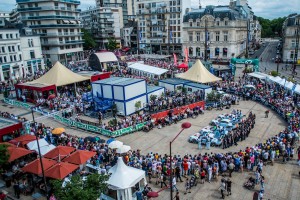 Scrutineering in Le Mans with the Full Aston Martin team