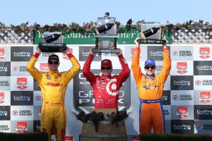 Podium mit Dixon, Hunter-Reay und Kimball (v) Chris Jones/IndyCar Media