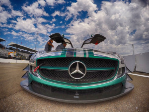 St. Petersburg, FL - Mar 26, 2015: Pirelli World Challenge teams take to the track on Pirelli tires for a practice session for the Pirelli World Challenge at Downtown St. Petersburg in St. Petersburg, FL.