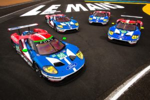 The four Ford GTs at Le Mans