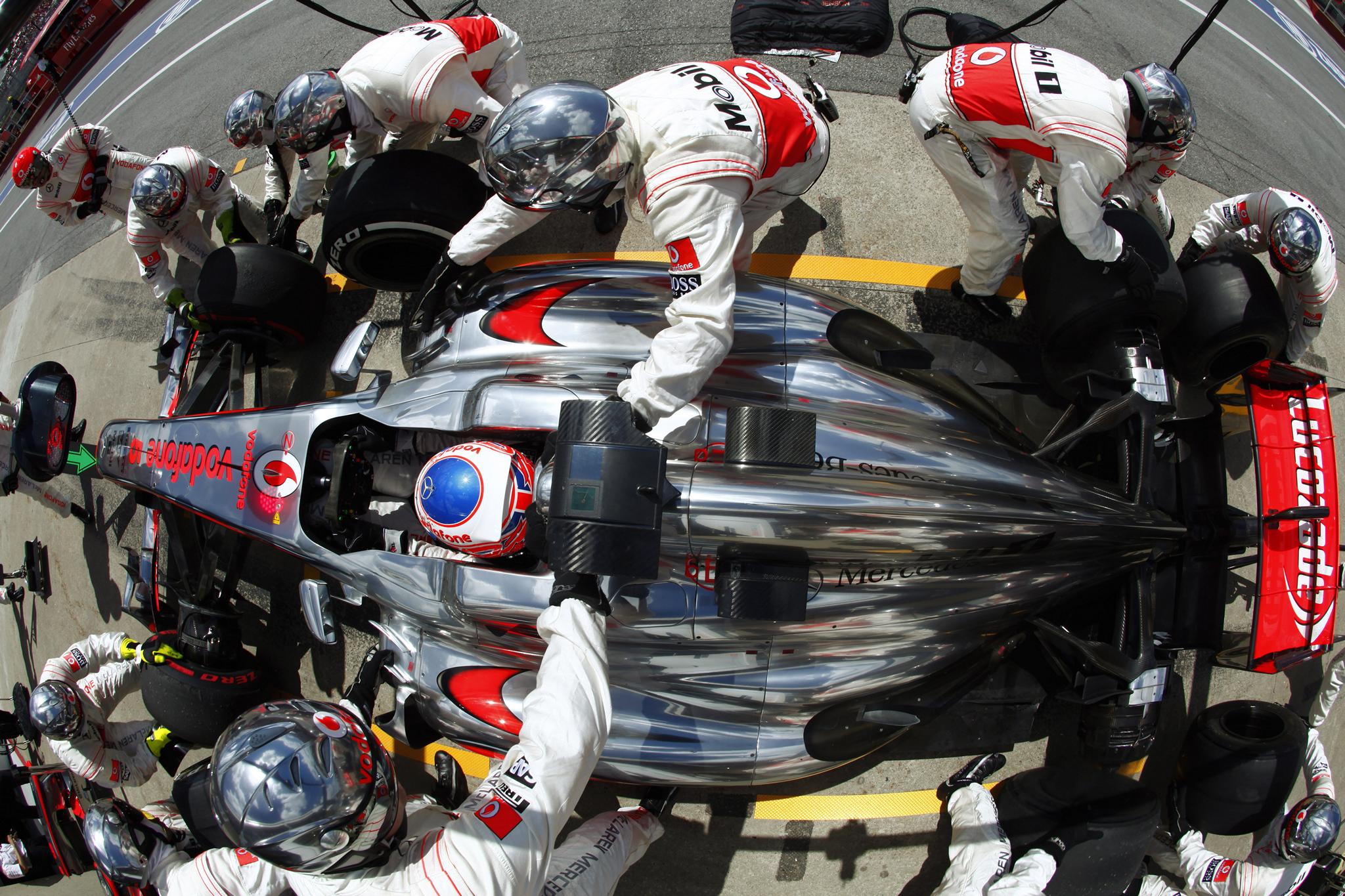 Jenson Button makers a pit stop Jenson Button Pitstop