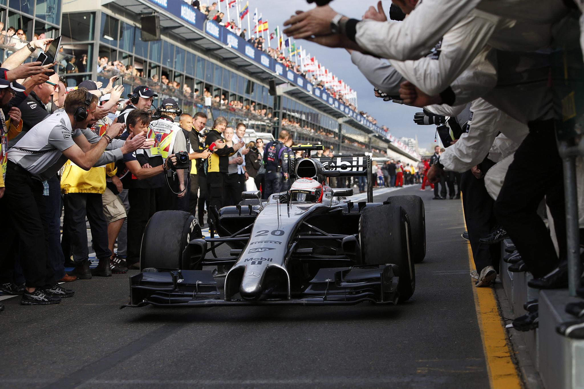 Kevin Magnussen on track.