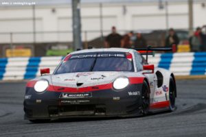 IMSA WeatherTech SportsCar Championship<br /> Rolex 24 Hours<br /> Daytona Beach, Florida, USA<br /> Sunday 28 January 2018<br /> #912 Porsche Team North America Porsche 911 RSR, GTLM: Gianmaria Bruni, Laurens Vanthoor, Earl Bamber<br /> World Copyright: Jake Galstad<br /> LAT Images<br /> ref: Digital Image galstad-DIS-ROLEX-0118-307984