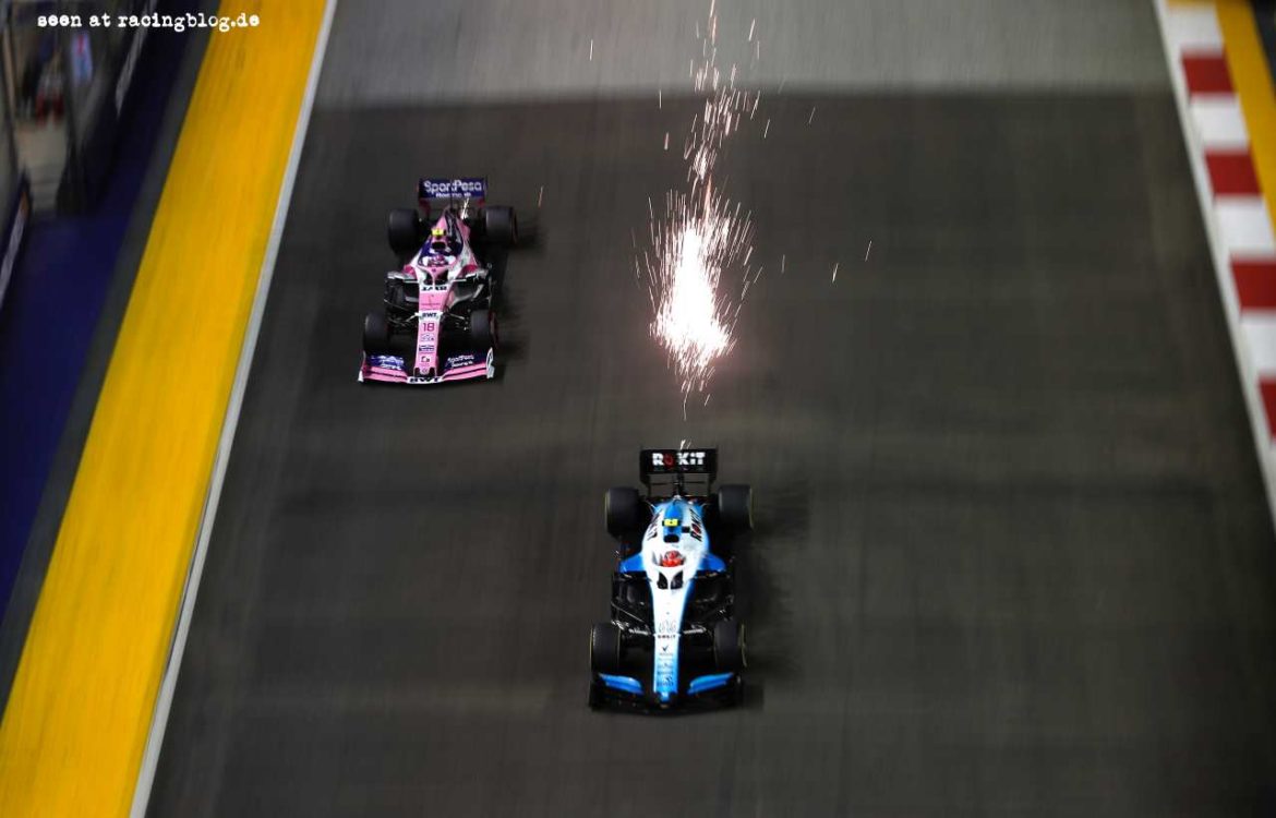 Robert Kubica, Williams FW42 and Lance Stroll, Racing Point RP19