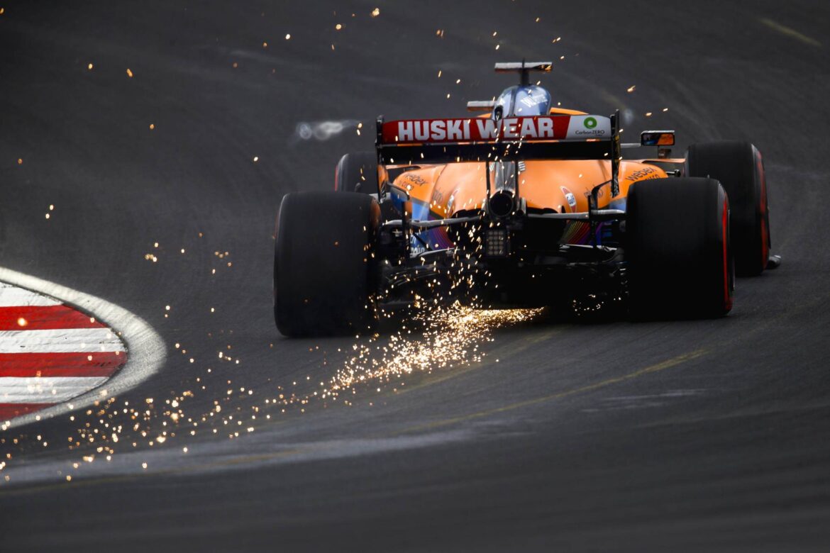 Daniel Ricciardo, McLaren MCL35M exit of corner