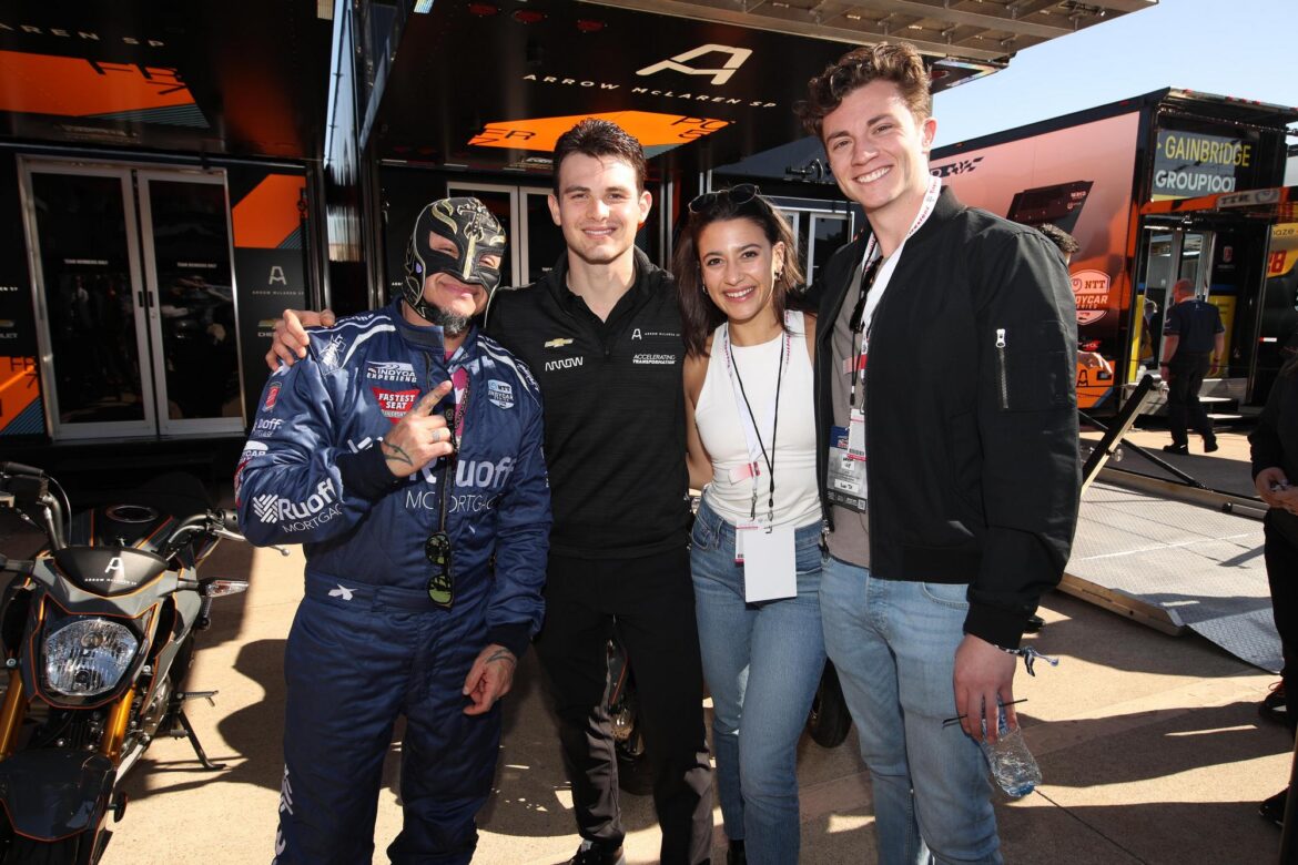 WWE's Rey Mysterio_ Ashley Reyes and Rich Ellis with Pato O'Ward – XPEL 375_Large Image Without Watermark_m53033