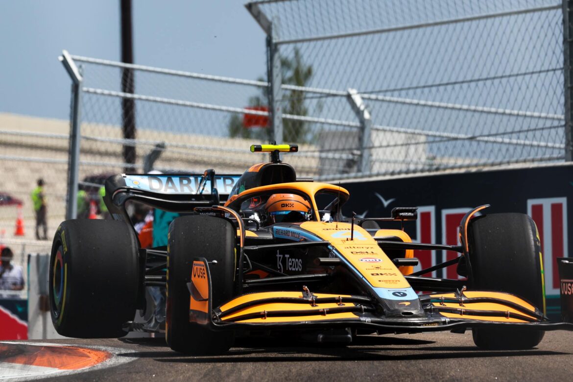 Lando Norris, McLaren MCL36 exiting corner