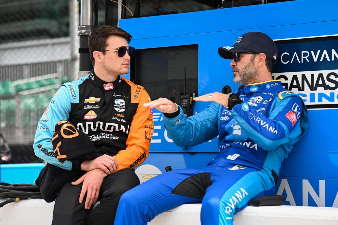 Pato O'Ward and Jimmie Johnson – Indianapolis 500 Practice – By_ James Black_Large Image Without Watermark_m58912