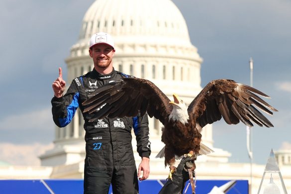 Kyle Kirkwood with bald eagle – Freedom 250 Grand Prix of Washington D_C_ – By_ Chris Owens_Large Image Without Watermark_m163821